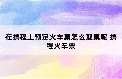 在携程上预定火车票怎么取票呢 携程火车票